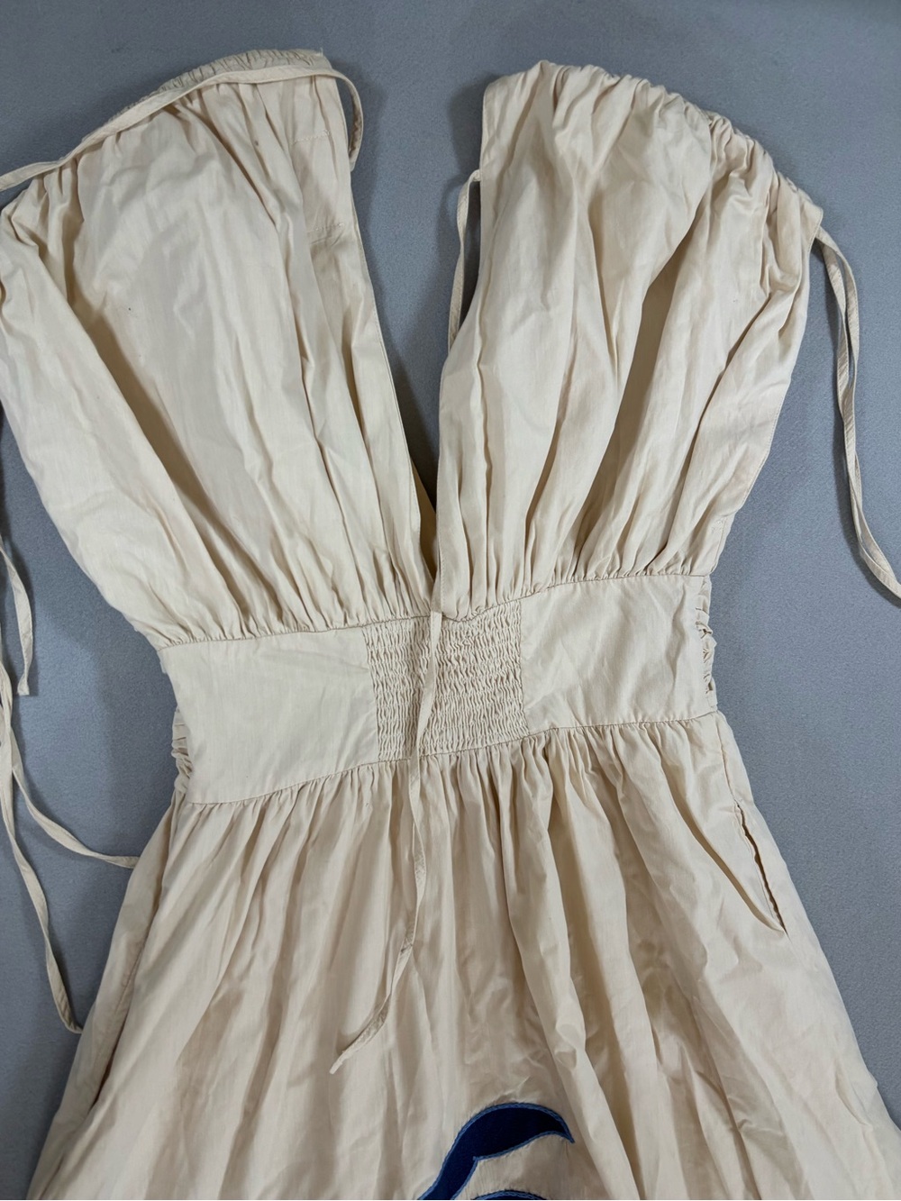 Ciebon Gale Cream Midi Dress with Navy Palm Motif cotton M - Picture 11 of 14